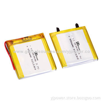 Li-polymer Batteries with 550mAh Nominal Capacity, 3.7V Voltage, Sized 5.0 x 34 x 36mm